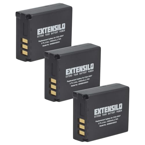 3x batteria compatibile con Panasonic Lumix DMC-TZ4 DMC-TZ3 DMC-TZ11 DMC-TZ2 DMC-TZ1 DMC-TZ15 fotocamera 1000mAh 3.7V Li-Ion