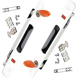LINSHI Cerradura de gancho de ventana para puerta corredera, cerradura de puerta móvil moderna,Cierre Lateral Embutido Con Cerradura,Cerradura de Gancho para Empotrar(Blanco 2 Piezas)