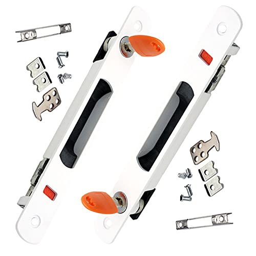 ZHEHUA Cerradura de gancho de ventana para puerta corredera, cerradura de puerta móvil moderna,Cierre Lateral Embutido Con Cerradura,Cerradura de Gancho para Empotrar(Blanco 2 Piezas)