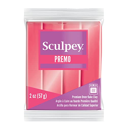 Sculpey Premo Polymer Oven-Bake Clay, Sunset Pearl Coral, Non Toxic, 2 oz. bar, Great for jewelry making, holiday, DIY, mixed media and and more. Premium clay Great for clayers and artists.