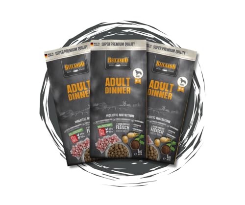 Belcando Adult Dinner - 3x1kg Trockenfutter Bundle für ausgewachsene Hunde – Mit Geflügel, Reis & Traubenkernmehl – Ideal für Hunde mit normaler Aktivität – Hoher Fleischanteil – Made in Germany