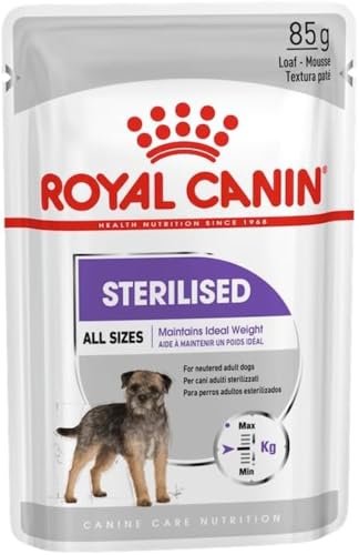 Royal Canin STERILISED Mousse | 12 x 85 g | Alleinfuttermittel für ausgewachsene und kastrierte Hunde ab dem 10. Lebensmonat | Verdauliche Proteine