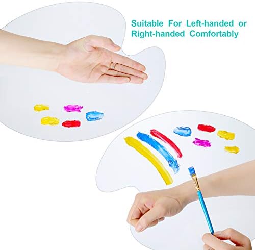Clear Acrylic Paint Palette Oval Shaped Artist Painting Palette Non-stick Oil Paint Palette with Thumb Hole and Protective Brown Paper for DIY Art Craft Painting (40 x 30 cm)