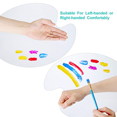 WILLBOND Extra Thicken Acrylic Paint Palette with Thumb Hole, Clear Oval-shaped Non-stick Palette Artist Oil Paint Mixing Tray Draw Art Craft Supplies with Protective Brown Pape(15.8 x 11.8 Inches) - Image 4