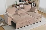 Ball & Cast L-Shape Reversible Sectional Sleeper Sofa Bed 4 in 1 Pull Out Couch with Storage Chaise,Cup Holders & USB Ports,Convertible Sleeper Corner Couch Pull-Out Sofa Bed for Living Room,Office