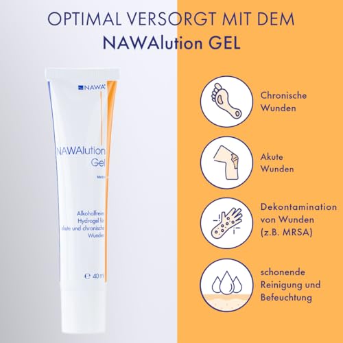 NAWAlution Gel - Hydrogel zur Reinigung, Dekontamination, Befeuchtung und Heilung von akuten und chronischen Wunden 40g
