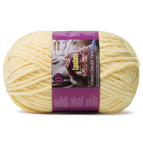 Image of Chunky Chenille Yarn for Crocheting, Yellow Fluffy Blanket Yarn for Crochet | 1 Pack of 175 Yds, 7.05 Oz Fuzzy Thick Velvet Yarn for Crocheting Plush Soft Crochet Yarn for Knitting Blankets, Amigurumi