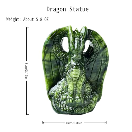 Estatua de dragón de jade natural de 8 cm miniatura 2
