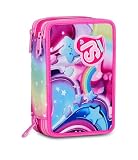 SJ GANG STYLE JAM GANG Astuccio Scuola 3 zip SOFT POUCH GIRL, Rosa, Triplo Scomparto, 45 pezzi, Portapenne Attrezzato, Completo di matite, penne e colori, Accessori Zaino, Scuola elementare, Bambina