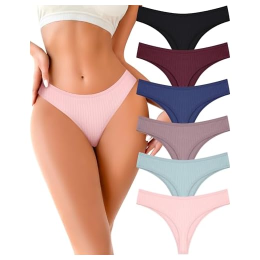 FINETOO Calcinha Fio Dental Feminina, Macia, Cintura Baixa, Sexy, Roupa Íntima Feminina, Pacote Com 6 Unidades, Tamanho P-Xxxg