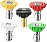 YAMATIC Pressure Washer Spray Nozzle Tips Multiple Degrees,1/4 inch 5-Pack (2.5 GPM), Replacement for Ryobi,Greenworks,Simpson,Generac,DeWalt,Champion,Craftsman etc.