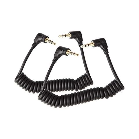 3.5mm Audio Cable, 2-Pack 50cm Mini Coiled 3.5mm Headphone Cable, 90 Degree 1/8" 3.5mm TRS Jack Male to Male Stereo Aux Audio Coiled Cord (Up to 50cm) Cover