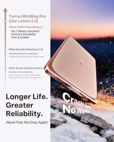 Image of TORRAS MiniMag Pro Power Bank, Ultra Slim Semi Solid-State Portable Charger, Wireless 5,000mAh Magnetic Battery Pack, Fast Charging, Travel Essential for iPhone 17 /16 /15 /14 /13 /12, Blush Pink