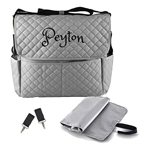 Dream Embroidery PERSONALIZED Large Diaper Bag Messenger Bag Baby Shoulder Bag Monogram (Grey) Cover