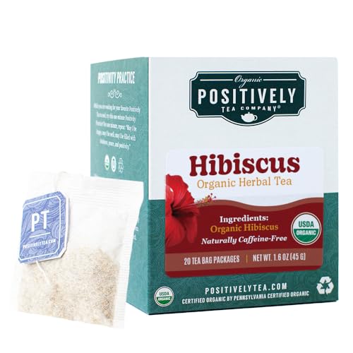 Image of Organic Positively Tea Company, Hibiscus Herbal Tea Bags, 20 Count, 0.8 ounces