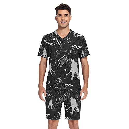 Oyihfvs 2 PC Men's Short Pajamas Set, V Neck Soft Causal Sleepwear Nightwear(S-2XL)4