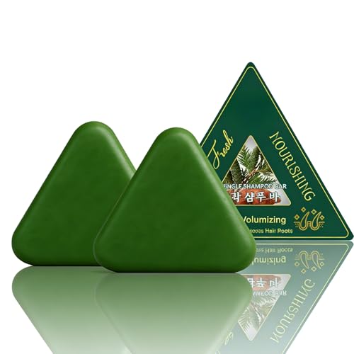 2PCS Nature Triangle Shampoo Bar-Pflanzliches Festes Shampoobar-Festes Shampoomit Kastoröl und Pflanzenextrakten, gegen Schuppen und Haarausfall Für Frauen und Männer