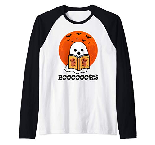 Booooooks Shirt Boo Read Books Halloween Maglia con Maniche Raglan