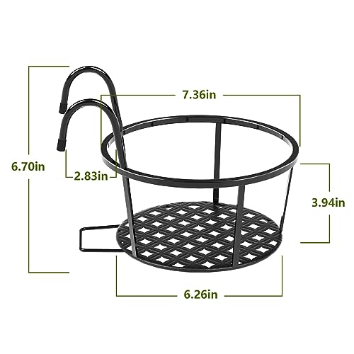 CADANI Iron Hanging Plant Holder Over The Rail Metal Fence Planters, Hanging Bucket Flower Pot Holder for Patio Balcony Outdoor Plants - Pack of 6 (Black) by CADANI - Used condition - Image 3