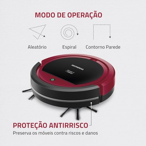 Robô Aspirador de Pó Fast Smart Clean, Mondial, Preto/Vermelho, 30W, Bivolt - RB-07