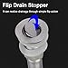 BE-TOOL Bathroom Sink Drain Stainless Steel Sink Flip Drain Stopper Anti-Explosion and Anti-Clogging Drain Strainer Easy to Use for Kitchen, Bathroom(with Overflow Hole)