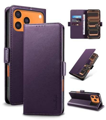 Yunubeyii Wallet Flip Case for iPhone 18 Pro Max/17 Pro Max,Purple