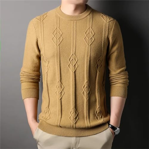 Fashion Argyle Men's Knit Sweater Autumn and Winter Thick Warm Business Casual O-Neck Sweater2