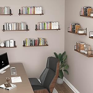 Floating Shelves - 24 Inch Wall Mounted Set of 3 Rustic Wood Shelves for Wall Decor and Living Room Storage (Brown) Floating Shelves 24 Inch Wall Mounted Set of 3 Rustic Wood Shelves for Wall Decor and Living Room Storage Brown