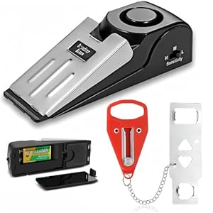 Portable Door Lock & Door Stop Alarm Set, Travel Safety Hotel Door Jammer with 150dB Alarm, Heavy Duty Portable Security Door Lock Device for Home, Apartment, Dorm, and Travel Protection Gift battery