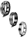 Jstyle 3Pcs Stainless Steel Fidget Band Rings for Women Mens Cool Spinner Rings 6/8MM Wide Wedding Pormise Band Ring Set Black Tone