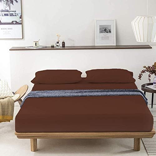 Image of YRM Bedding's - Egyptian Cotton Bedsheet 400-TC Premium Hotel Quality 1 Bedsheet (72x96) + 2 Pillow Covers (18x28) - (Twin Size, Chocolaty Brown Color)
