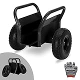 Heavy Duty Panel Dolly Slab Dolly Two Comfortable Handles 10 Inch Solid Rubber Tires Supports Up to 1000 Pounds All Terrain Movement Ideal for Heavy Drywall Sheets and Door Material Transport (Black)