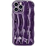 LOEV Compatible with iPhone 12 Pro 6.1' Case, Cute Glossy Water Ripple Pattern Phone Case, Curly Wave Frame Design for Women Girls, Soft TPU Slim Fit Shockproof Full-Body Protection Cover, Purple