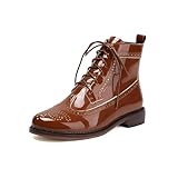 SEIFIN Women's Wingtip Oxford Boot Combat Boots Side...