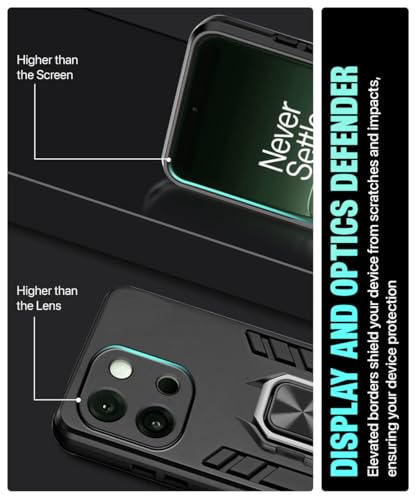 Image of WOW IMAGINE Shock Proof Back Case Mobile Cover for 1+ OnePlus 13s 5G | Back Cover Case (Tough Armor | Hybrid PC + TPU | Ring Holder & in-Built Kickstand | Black)