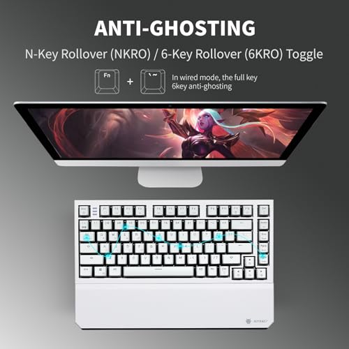 Hexgears X2 TKL Wireless Mechanical Gaming Keyboard with Magnetic Wrist Rest, Dual-Mode 2.4GHz/USB-C Ergonomic Keyboard, Pre-lubed Linear Switches, White LED Backlit Computer Gaming Keyboards - Image 8