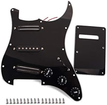Alnicov Zwarte 3-laags SSS Dual Rail Pickups Loaded Voorbedrade slagplaten voor 11 Hole elektrische gitaar, zwart