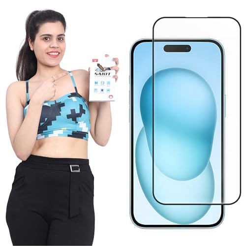 Image of UniqueMe Sakit Military-Grade Premium Tempered Glass Screen Protector for iPhone 15 / iPhone 16 with Edge to Edge Coverage I Case Friendly, 9H Hardness and Bubble free installation kit
