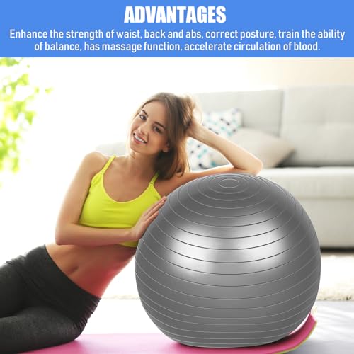 Image of Leyndo 8 Pcs 26 Inch Yoga Exercise Ball Pilates Pregnancy Birthing Fitness Ball with Quick Pump Anti Burst for Improved Posture Balance Yoga Pilates Training