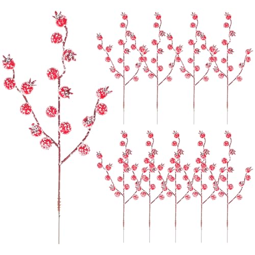 Baies rouges artificielles 10 pièces branche de simulation de Noël UKCOCO - 2