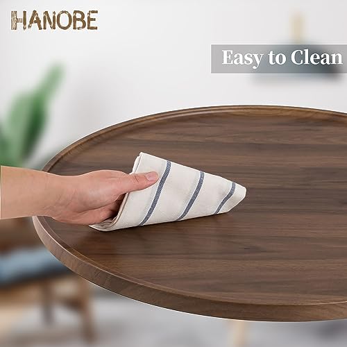 Hanobe Extra Large Ottoman Tray: Round Walnut Veneer Serving Platter Decorative Coffee Table Tray Rustic Circle Big Charcuterie Board Modern Farmhouse Home Decor for Living Room 56cm - Image 4