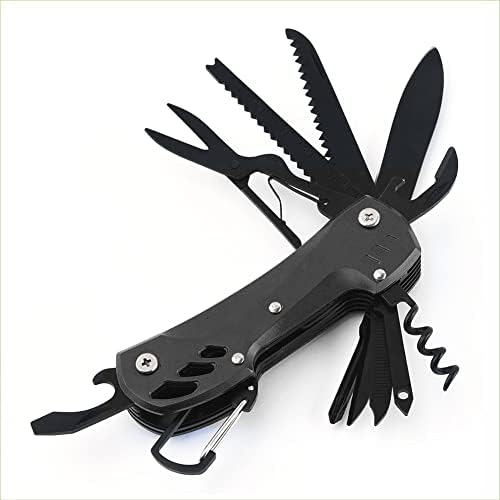 15 in 1 Pocket Multi-function Knife with scissors,Wine Corkscrew,screwdriver Portable Outdoor Multitool Black