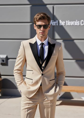 Men's Suits Formal Slim Fit 3 Piece Fashion Business Peak Lapel Blazer+Vest+Pants Wedding4