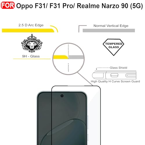 Image of CEDO Tempered Glass for Oppo F31 / F31 Pro (5G) | Screen Protector Full HD Quality Tempered Glass Anti-Scratch Edge to Edge Coverage with Easy Installation Kit (Black)