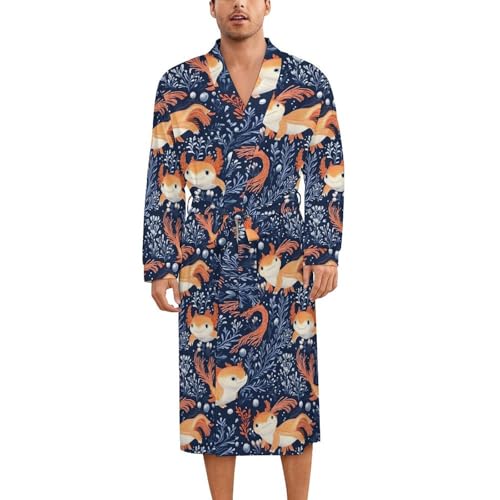 Robe de nuit en soie homme femme axolotl orange pyjama kimono long