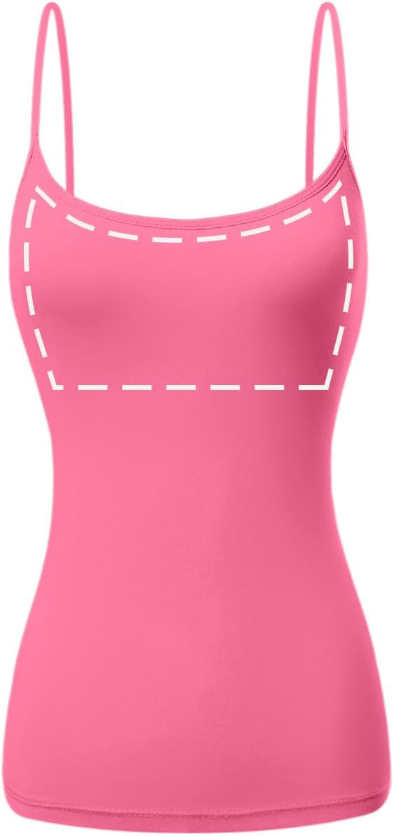 Cotton Camisole Tops for Women Built in Bra Spaghetti Strap Tank Top with Shelf Bra Cami Undershirt Pack 1-4