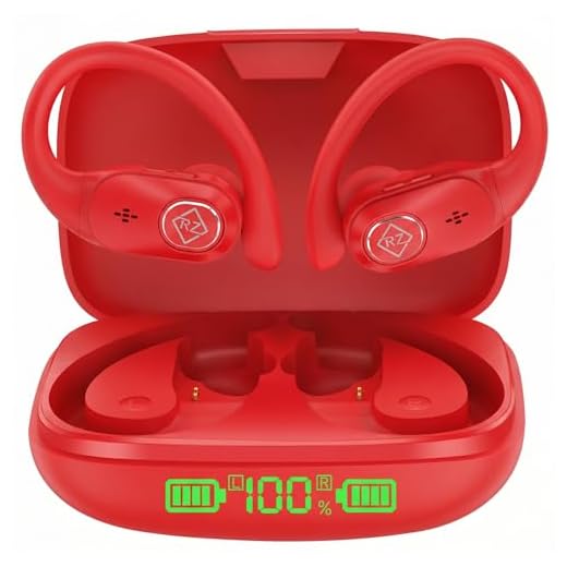 Bluetooth Headphones Wireless Earbuds Bass Stereo Sound with Wireless Charging Case 48H Playback Earphones LED Display With Built in Mic and Over Earhooks Waterproof Headset for Running Workout Sports