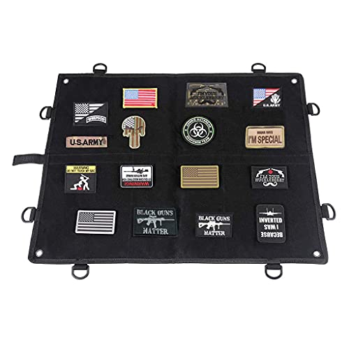 Taktische Morale Patch-Display-Tafel, Haken & Schlaufen-Oberfläche, D-Ringe & Patches Panel, Halterung für Militär-Armee (60 x 45 cm) (schwarz) Cover