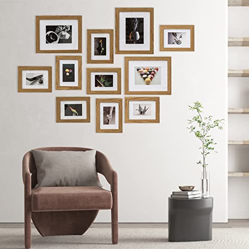 Muzilife-Picture-Frame-Set-of-11-Gallery-Wall-Frame-Collage-with-Three-810-and-Eight-57-Photo-Frames-for-Photos-Paintings-Landscape-Posters-Artwork-Perfect-for-Wall-Decor-Oak Muzilife Picture Frame Set of 11 Gallery Wall Frame Collage with Three 810 and Eight 57 Photo Frames for Photos Paintings Landscape Posters Artwork Perfect for Wall Decor Oak