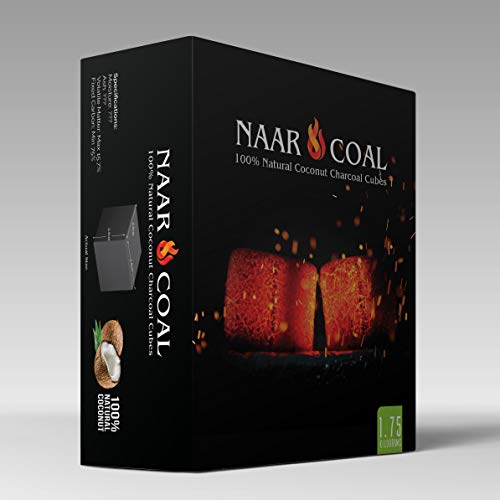 Naar Coal 100% Natural Coconut Hookah Charcoal Cubes, Shisha Coals 1.75 KG,